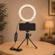 Ring Light de Mesa Iluminador LED com Tripé com Suporte para Celular