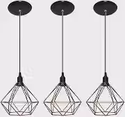 Kit com 03 Luminarias Pendente Aramado Modelo Diamante (Cobre)