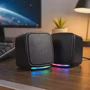 Caixa de Som para PC Gamer 6W RMS, Alto Falante Estéreo com Iluminação RGB, Conexão USB e P2, Controle de Volume, Plug and Play, Ideal para Notebook, TV, Setup Gamer, Home Office e Aulas Online