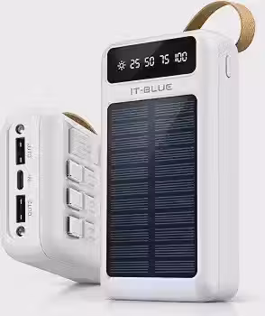 Carregador Portátil Solar 30000mAh MAX-0563 IT-Blue - Branco