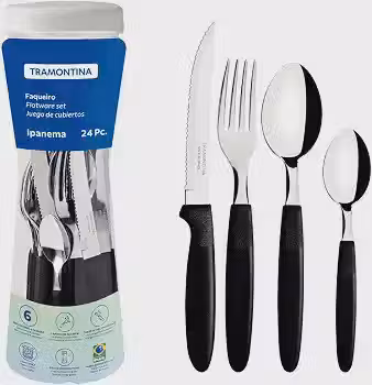 Faqueiro 24 Peças, Tramontina, Ipanema 23399091, Preto
