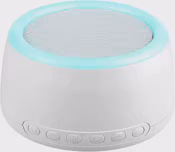 JJone Máquina de ruído branco recarregável de mesa Máquina de som para terapia do sono 30 sons suaves 30min / 60min Timer/Loop de reprodução Conexão BT com luz noturna Coloul Touch Control
