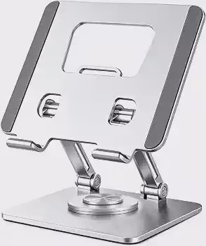 Suporte para Tablet e Notebook em Liga de Aço，Rotação 360°, Suporta até 8KG, Ajustável com Dissipação de Calor, Compatível com Celular, Tablet e Notebook