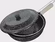 Fritadeira com Tampa e Cesto Frigideira 2,7L Esmaltada Panela Frituras Aço Carbono Disul