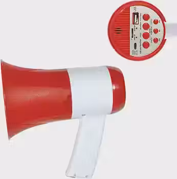 Megafone Portátil de 100W com Modos Voz Sirene Alarme Controle Volume Conectividade USB Cartão TF BT Amplificador Recarregável