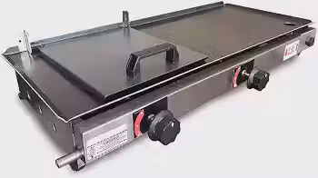 Chapa Sanduicheira a Gás 70x30cm com Prensa Chapa em Aço Carbono 2mm 2 Queimadores GLP para Hambúrguer Lanches Carnes Grelhados LCG Eletro