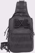 Bolsa Tática Militar Pochete Transversal Oxford Reforçada Unissex Multiuso Camuflada Shoulder Bag de Peito Moto Trilha Camping Motoboy 27,5x21x9 cm (Preto)