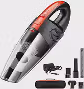 Aspirador de Pó Portátil Sem Fio, 120W Alta Potência com Sucção Poderosa, Uso Seco/Úmido, Recarregável, para Carros e Casa, Filtro Lavável, Inclui 7 Acessórios (vermelho)