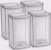 Kit 4 Potes Herméticos 1 Litro - BPA Free Organizador com Tampa para Alimentos, Empilhável, Organizadores para Armário e Cozinha, Mantimentos