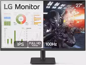 Monitor PC Gamer LG 27' IPS 100Hz Full HD HDMI 2x, Preto-27MS500