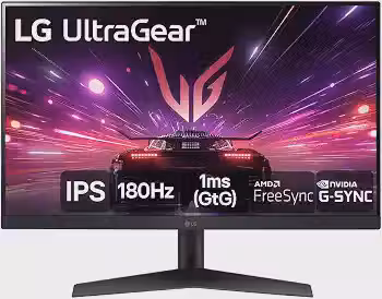 Monitor Gamer LG UltraGear 24' IPS, Full HD, 180Hz, 1ms (GtG), HDMI, DisplayPort, HDR10, sRGB 99%, NVIDIA® G-SYNC®, AMD FreeSync™, Preto - 24GS60F-B