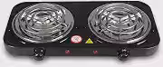 Fogão Elétrico Portátil 2 Bocas 2000W Para Cozinha, Viagem e Camping (Preto 127V)