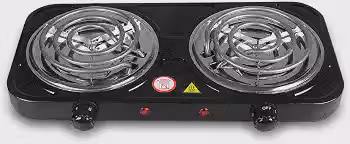 Fogão Elétrico Portátil 2 Bocas 2000W Para Cozinha, Viagem e Camping (Preto 127V)