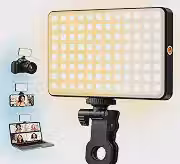 Luz LED RGB Portátil para Vídeos Recarregável USB-C Iluminação Profissional Ideal para Selfie Ring Light Profissional Ajustável para Celular Notebook Câmera Tablet Lives Streaming