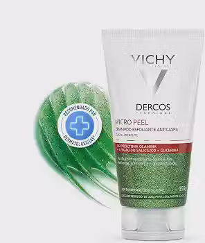 Vichy Dercos Micro Peel, Shampoo Anticaspa Esfoliante com Ácido Salicílico e Piroctona Olamina, Limpeza Profunda e Ação Calmante, Elimina a Caspa Visivelmente desde o 1º Uso, 150ml
