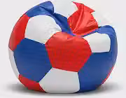 Puff Bola de Futebol Times do Coração em Courino com Enchimento Incluso Sala Quarto Gamer (Azul Vermelho e Branco)