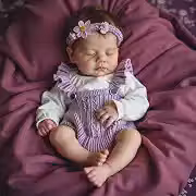 Brastoy Bebê Reborn Boneca Dormindo Corpo de Silicone Menina Original 48cm (Menina Roxo)
