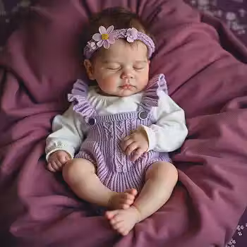 Brastoy Bebê Reborn Boneca Dormindo Corpo de Silicone Menina Original 48cm (Menina Roxo)