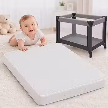 Colchão para Berço Chiqueirinho Bebê 100cm x 70cm, Branco Espuma D18 Um lado Impermeável,