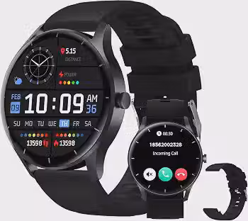 Smartwatch PEJE ZW02 com Chamadas, Pulseira Extra e 123+ Modos Esportivos