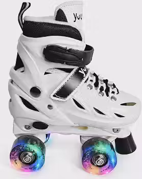 Patins Clássicos Quad Ajustável Branco M 34-37 Yuupi
