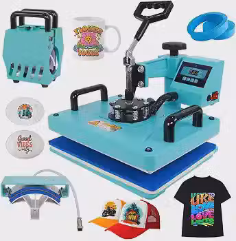 Prensa Térmica Sublimação 5x1 Máquinas De Prensa Térmica Transferência De Calor Por Para Camisetas Caneca Chapéu Placa (Azul 220V)