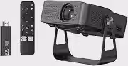 Projetor 4k 8k Hd 1080p 13000 Lm Compatível Completo De Android/IOS e GTV Dongle, Smart Projetores Retroprojetor Portatil 300 ANSI WiFi6 BT5.0, Automático e Keystone Suporte removível de 360°