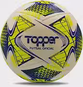Bola de Futsal Slick 22 Branco, Amarelo e Azul - Topper