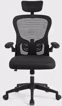 Cadeira de Escritório Ergonômica Mesh Preta com Apoio Lombar Ajustável, Apoio de Cabeça Regulável, Encosto Reclinável, Ajuste de Altura, Giro 360° e Rodízios Silenciosos para Home Office