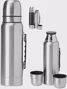Garrafa Térmica Café 1 Litro - Conserva quente/frio - camping/praia (INOX)
