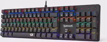 TECLADO MECÂNICO GAMER REDRAGON VALHEIM ILUMINAÇÃO RAINBOW PRETO SWITCH BROWN K608-R (PT-BROWN)