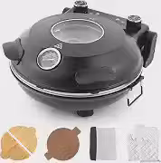 KLAIF Forno Elétrico de Pizza de Bancada 12' (Uso Interno) com Pedra Cerâmica, Controles Duplos de Temperatura Ajustáveis, Inclui 4 Utensílios para Pizza LMR-Preto, 110V-130V