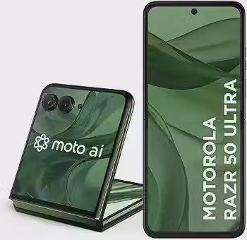 Smartphone Motorola Razr 50 Ultra - 512GB 24GB (12GB RAM+12GB Ram Boost) Tela dobrável 6,9' pOLED e externa 4' Moto AI camera IPX8 Forest Green - Silicon Leather