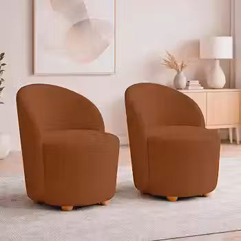 Kit 2 Poltronas Orgânicas em Veludo para Sala(Terracota)
