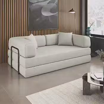 Sofá Cama 3 Lugares Compactair Confortável Versátil Sala - Balaqui Decor Cor:bege