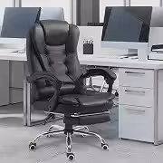 Cadeira De Escritório, Cadeira De Com Apoio Para Os Pés E Encosto Ajustável（Preto）