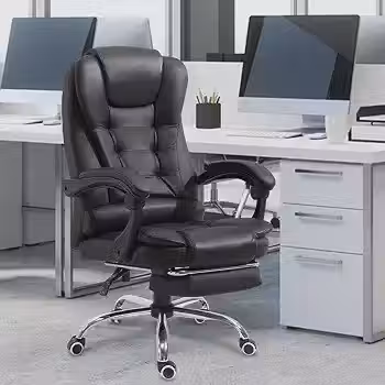 Cadeira De Escritório, Cadeira De Com Apoio Para Os Pés E Encosto Ajustável（Preto）