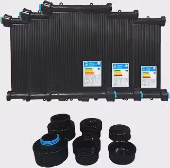 Kit Aquecedor Solar para Piscina até 5000 Litros TS Solar com 5 Placas Coletoras de 3 Metros, Conexão de Rosca e Kit de Instalação
