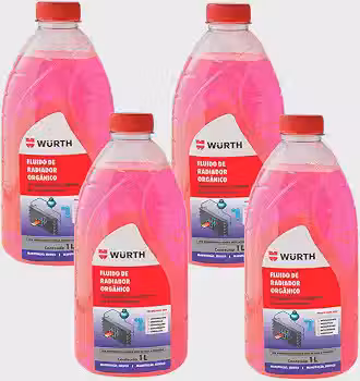 Kit 04 Fluido Aditivo Radiador Orgânico Pronto Uso Wurth - 1 Litro