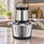 Processador Triturador de Alimentos 3 Litros em Aço Inox, Picador e Moedor Elétrico 110V 250W com 4 Lâminas para Carnes, Legumes, Vegetais, Alho, Cebola e Temperos no Preparo de Refeições Caseiras