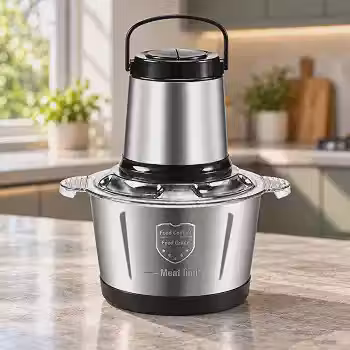 Processador Triturador de Alimentos 3 Litros em Aço Inox, Picador e Moedor Elétrico 110V 250W com 4 Lâminas para Carnes, Legumes, Vegetais, Alho, Cebola e Temperos no Preparo de Refeições Caseiras