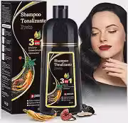 Shampoo Tonalizante Sem Amônia Preto 3 em 1 Elimina Fios Brancos