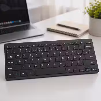 Teclado Sem Fio Premium USB Bluetooth QWERTY Ultrafino Portátil Alcance 10 Metros para Notebook PC