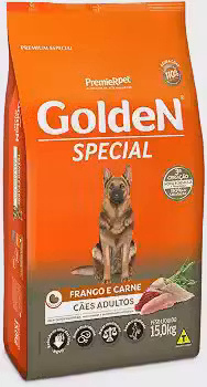 Premier Pet Golden Special - Ração para Cães Adultos, Sabor Frango e Carne, 15kg