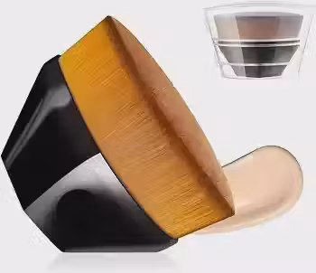 Pincel de Maquiagem para Base, Pó e Contorno, Cerdas Sintéticas Macias, Cabo Preto, alta densidade, hexágono, mágico, Kabuki, para misturar cosméticos líquidos, cremosos ou em pó de forma impecável, com estojo portátil - BASE NOBRE