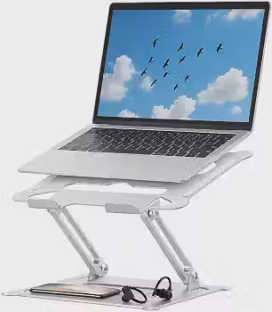 Suporte para Notebook em Aço Carbono Apoio Ajustável Apoiador Dobrável E Ergonômico Ventilado para Mac Notebook MacBook Pro/Air Lenovo Dell e Mais (10-17 Laptop) até 17.3' (10KG) Home Office e Estudos