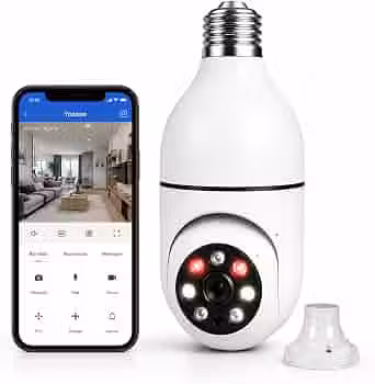 Câmera Lâmpada WiFi 360° Full HD 1080p Yoosee, Câmera de Segurança IP PTZ Giratória, Visão Noturna Colorida, Detecção de Movimento, Áudio Bidirecional, E27, Bivolt, App Celular