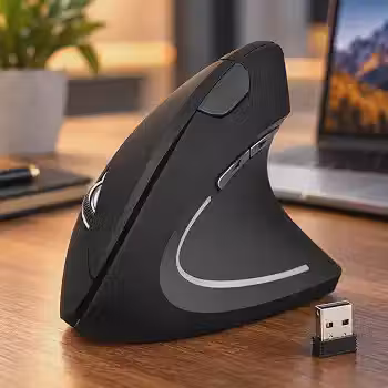 Mouse Vertical Ergonômico Sem Fio Recarregável Para Notebook PC Computador, Design Anatômico Confortável Para Trabalho Home Office e Estudos - Linha Premium