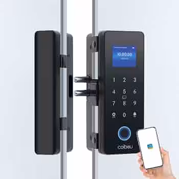 Fechadura Eletronica Inteligente Digital Biométrica WKZW-B6, para Porta de Vidro, Tuya APP, Instalação Sem Furos