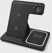Carregador Sem Fio 3 em 1 Dobrável 15W para Celular Smartwatch e Fones TWS, Base Wireless Qi com Suporte Vertical e Entrada USB-C